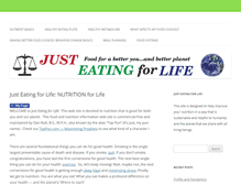 Tablet Screenshot of justeatingforlife.com